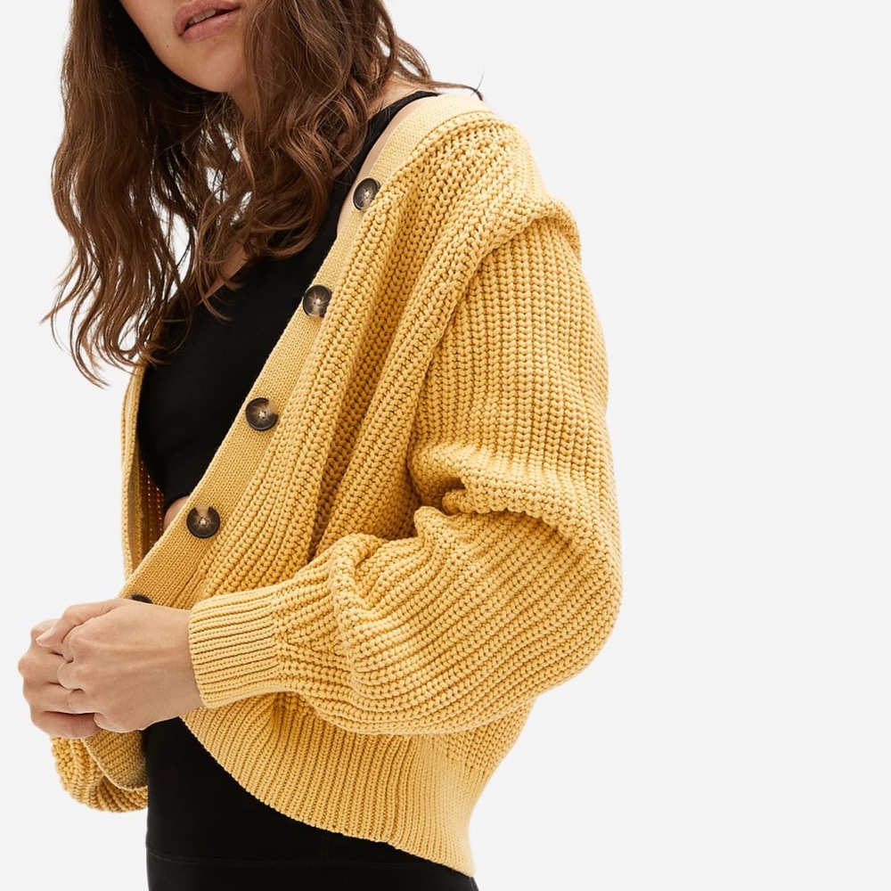 Everlane Texture Cotton Cardigan in Buttermilk